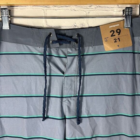 Patagonia Hydropeak Board Shorts Stranded Stripe Light Plume Grey Mens  29 NEW - Picture 2 of 10